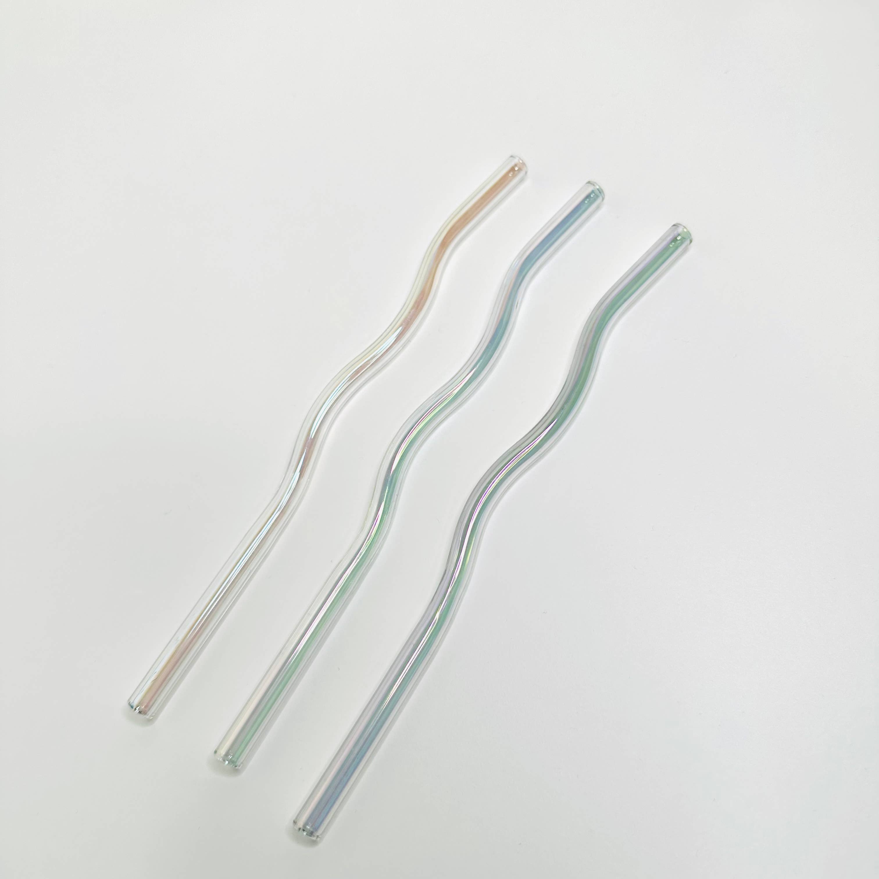 Iridescent Wavy Glass Straws