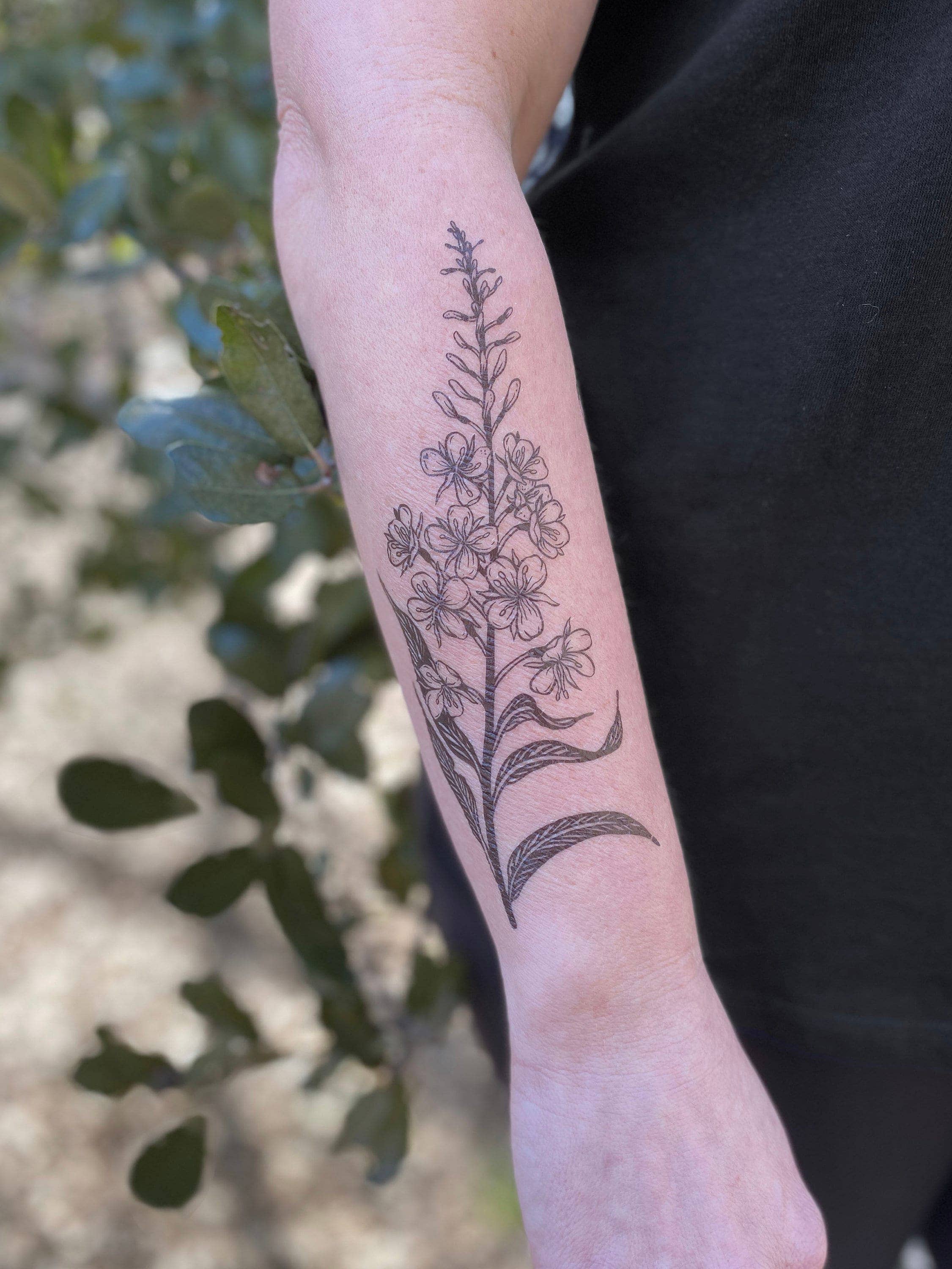 Fireweed Flower Temporary Tattoo