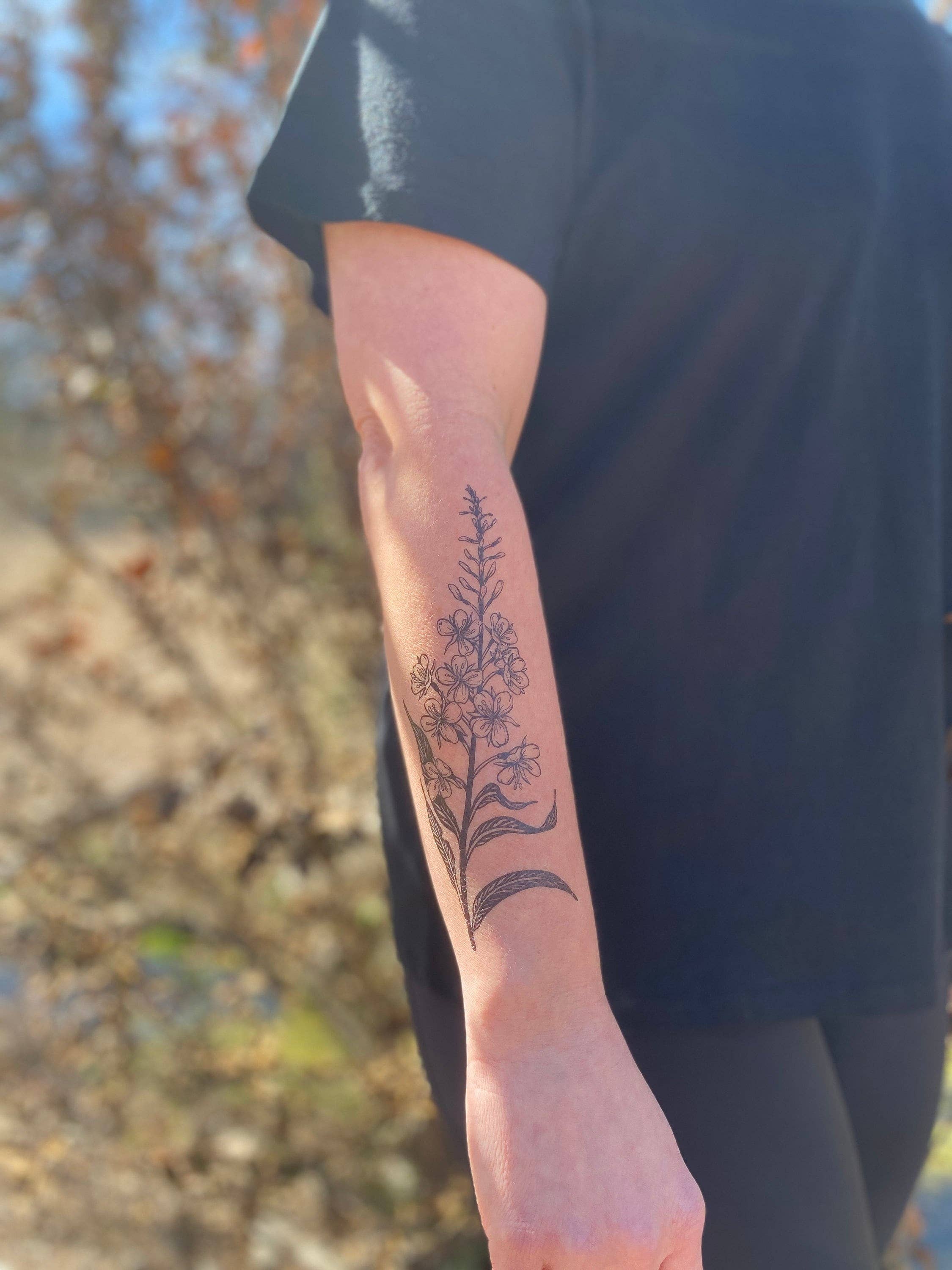 Fireweed Flower Temporary Tattoo