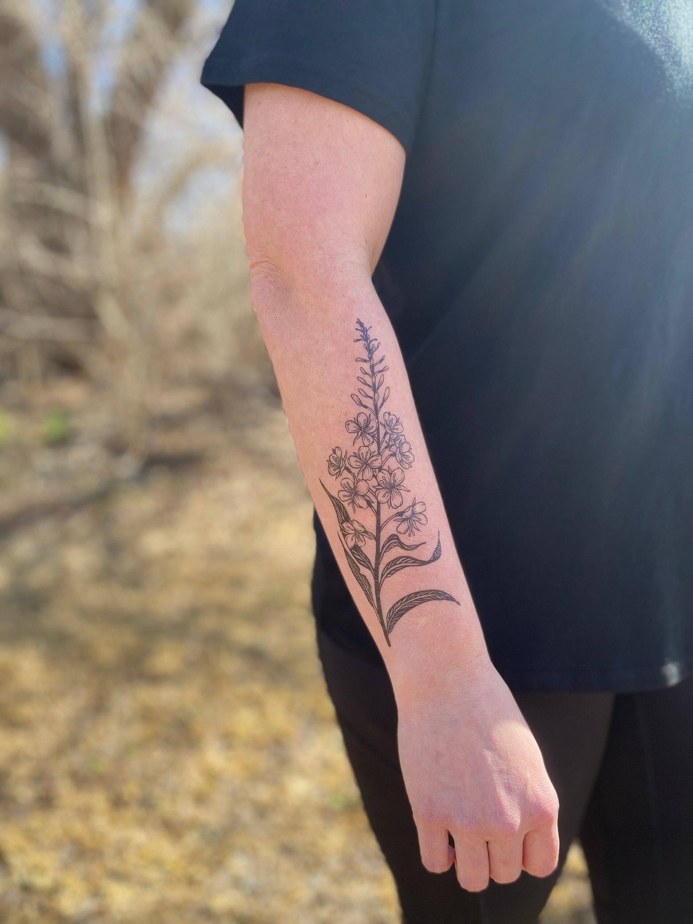 Fireweed Flower Temporary Tattoo