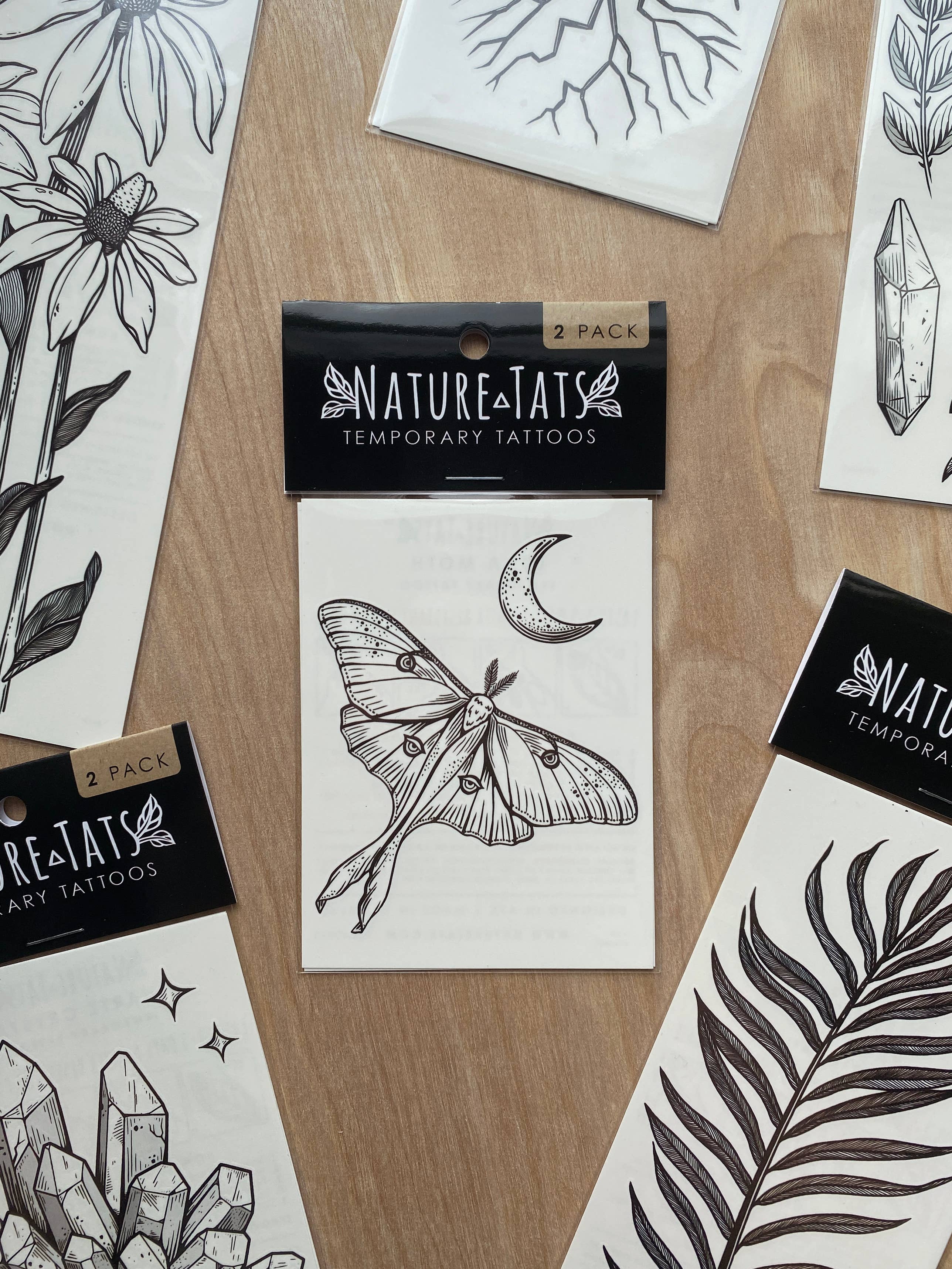 NatureTats - Luna Moth Temporary Tattoo: 1-Pack